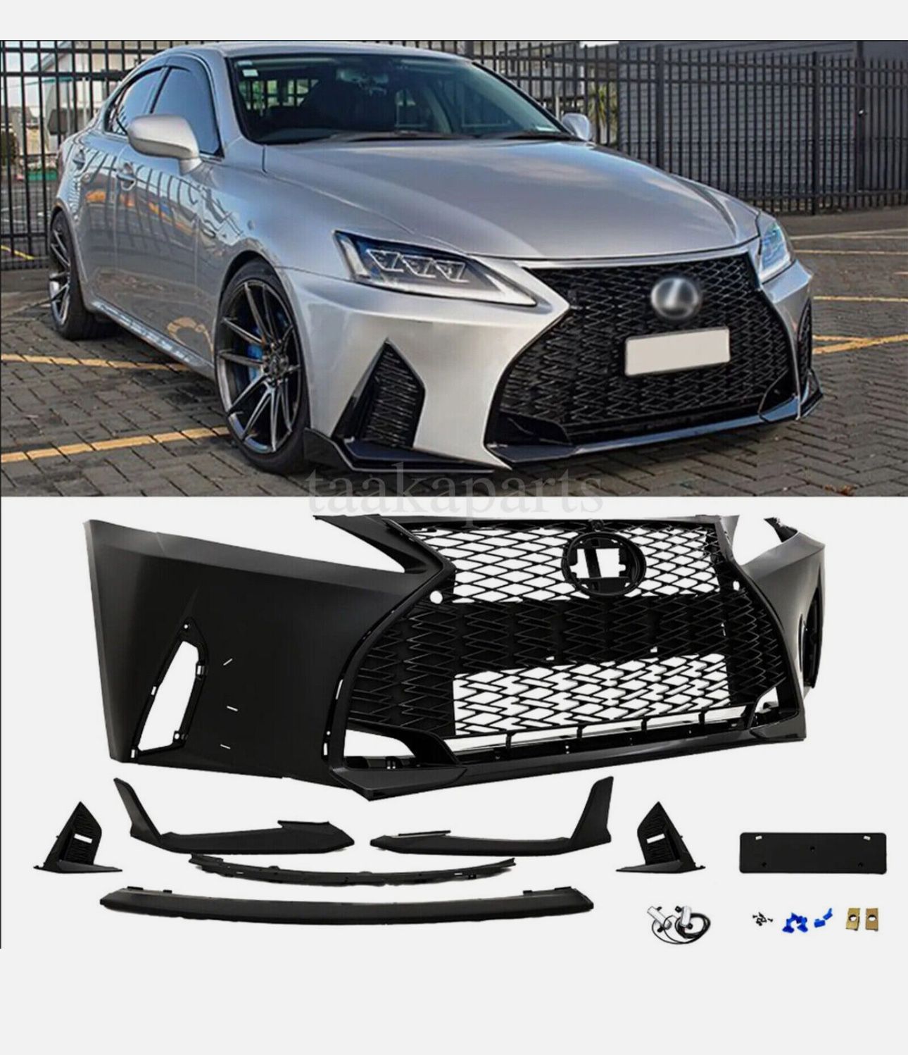 Fit for 2006-2012 Lexus IS250 Front Bumper Grille Kit Conversion To 2021+