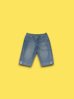 Bandolino Amy Blue Jeans Capri Buttons Denim Pant Cuffed Hem Women’s Size 10