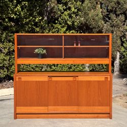 Mid Century Modern Danish Teak Wall Unit – 2 Piece Sideboard Bookcase (FREE DELIVERY 🚚)