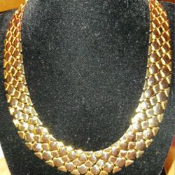 Vintage Chocker, Shiny Goldtone 16 inches