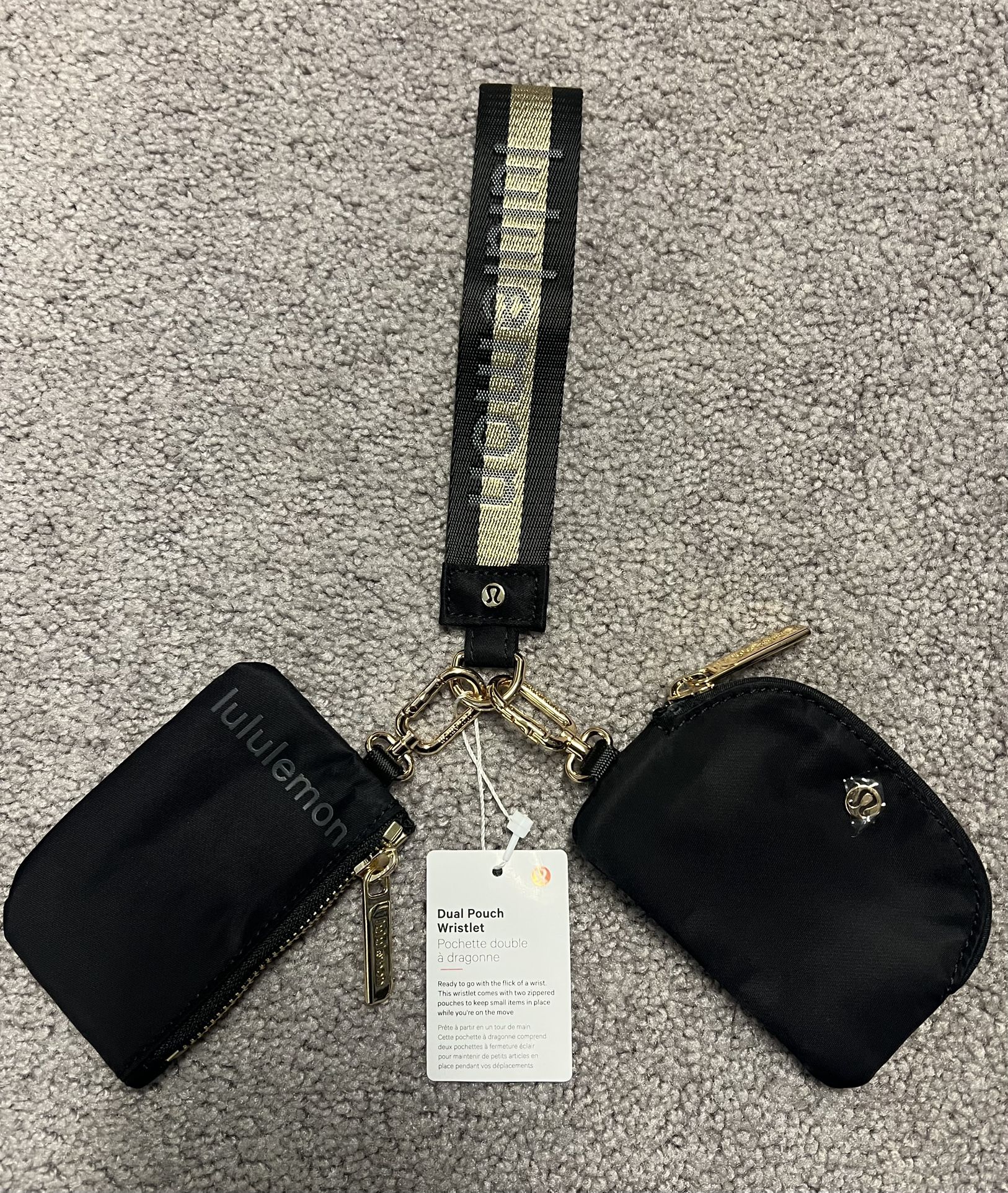 Lululemon Dual Pouch Wristlet Gold/Black