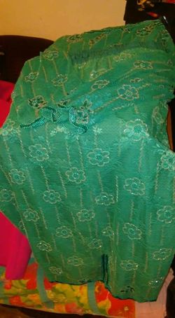 Lime fish nest blouse and skirts and gold ,r, yellow blouse and skirt size 18. Long.