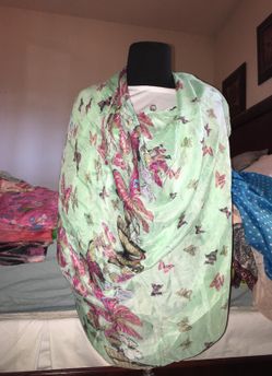 mexican teal scarf butterflies print