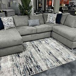 GREY DOUBLE CHAISE BRAND NEW SECTIONAL SAME DAY DELIVERY 