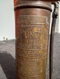 Antique Economy Brand Copper & Brass Fire Extinguisher. Price is OBO and is definitely negotiable.