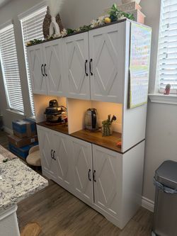 Farmhouse Kitchen Pantry Cabinet / Coffee Bar – $309.99 Original Price