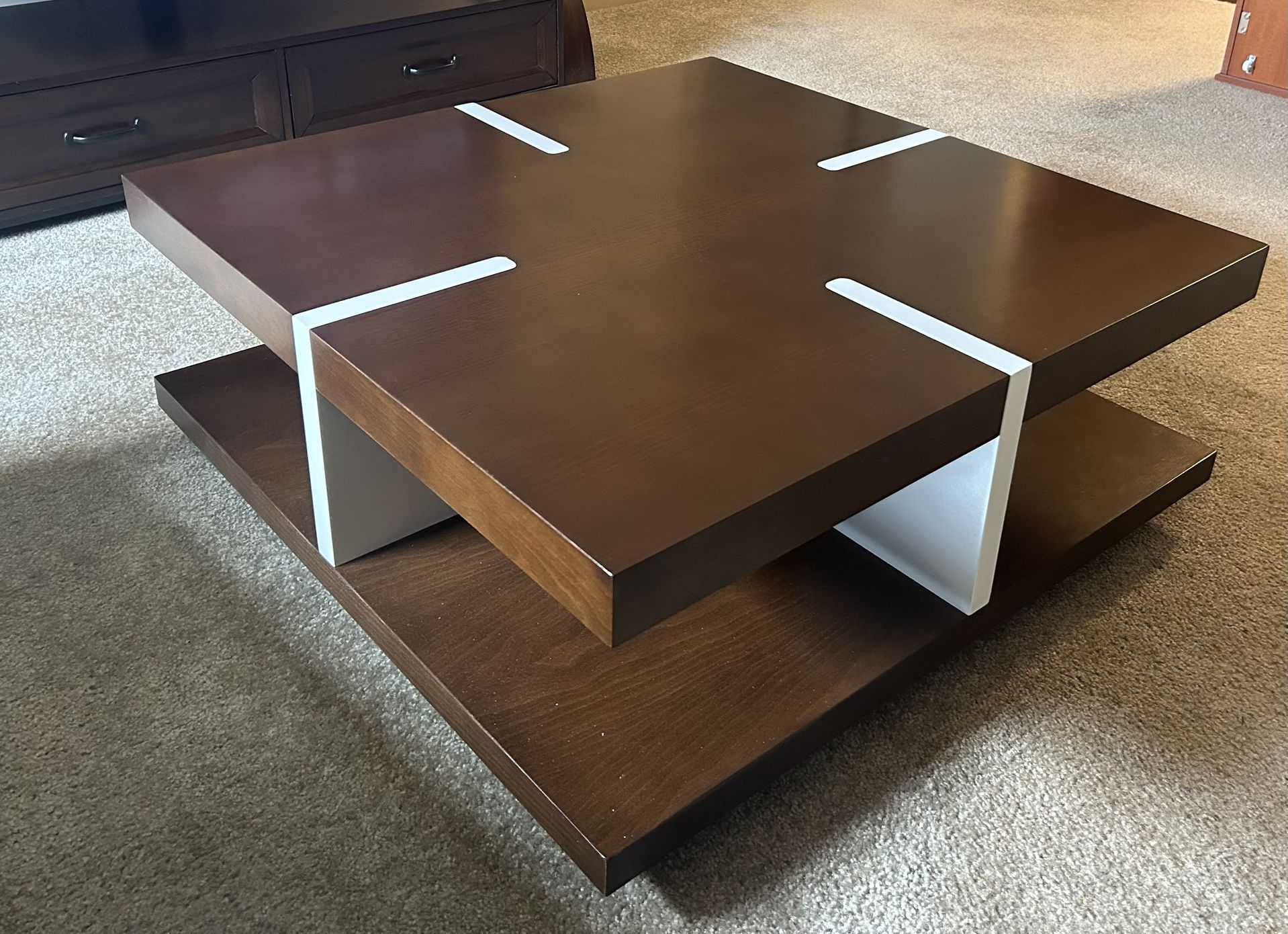 Modern Espresso Wood Coffee Table On The Wheels – Sleek & Stylish Design
