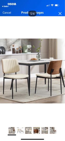 Dining chairs faux leather and wood