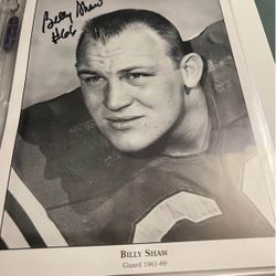 Buffalo Bills Billy Shaw Signed 8x10 