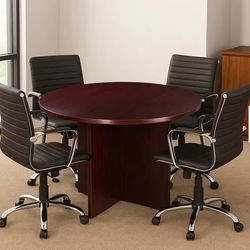 2 Round Conference Tables – 48” Mahogany (MUST TAKE BOTH)
