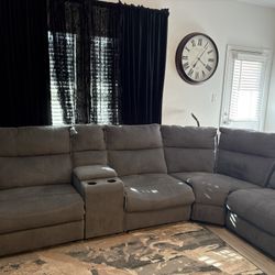 Sectional Couch With Charging Station On Both Arms