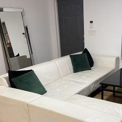 Modani White Leather Couch