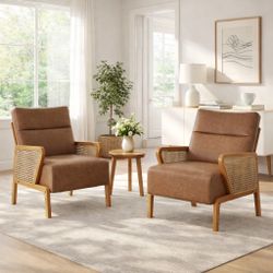 Set Of 2 Brown Faux Leather Accent Chairs