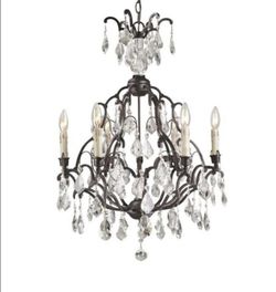 Crystal and Bronze Candelabra Chandelier