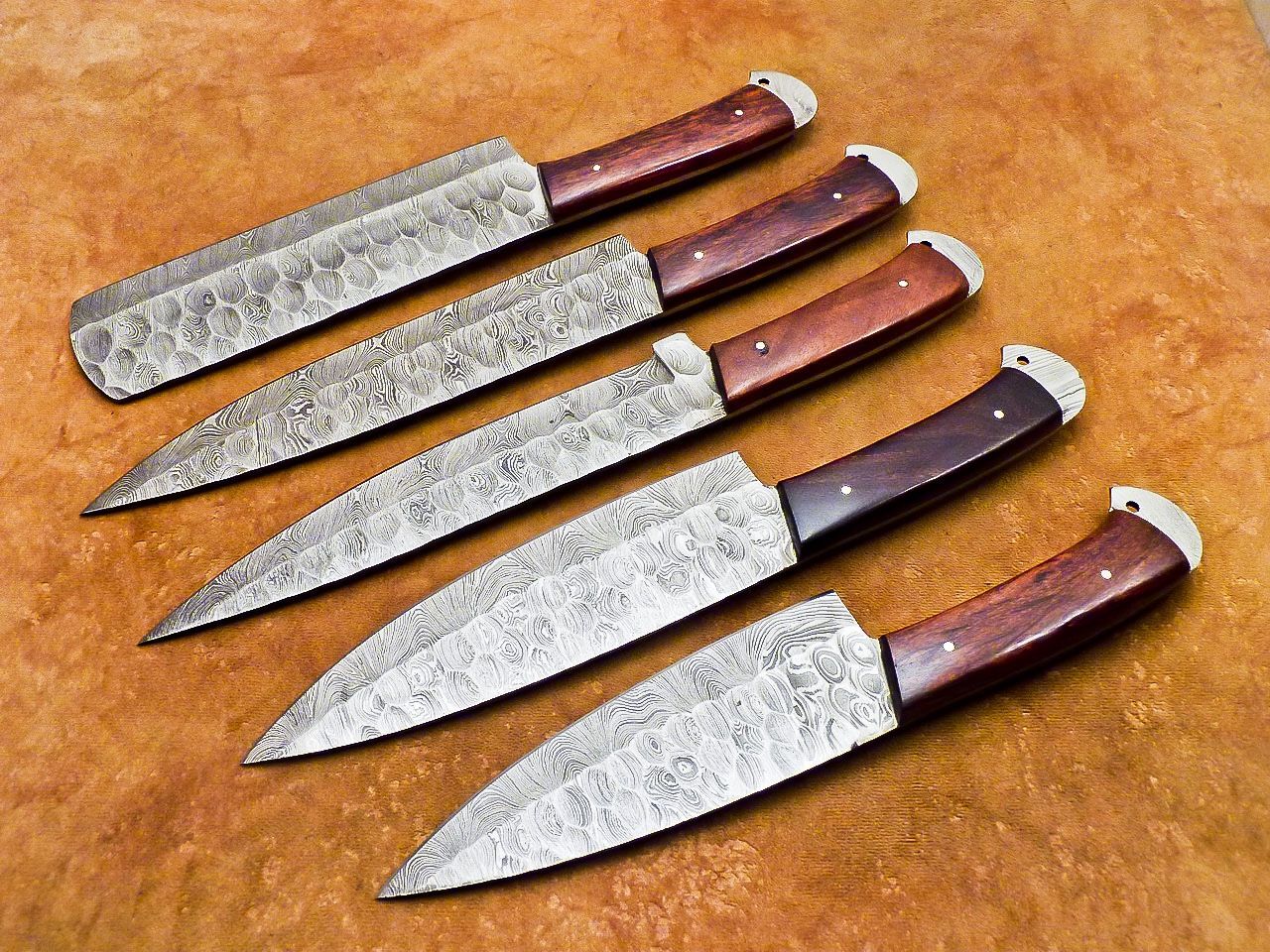 Handmade Damascus Steel 5 Piece Chef Knife Set