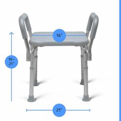 Medline Backless Shower Chair with Arms - 350 lb. Capacity, Bench, Stool, Seat for Elderly, Seniors Independent Adult and Disabled Adults