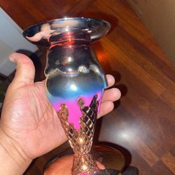 Bath & Body Works Dripping Ice Cream Cone 3 Wick Candle Holder Rainbow Chrome 7”