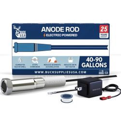 Buck Titanium Powered Anode Rod for 40-90 Gallon Water Heater Tanks, 25-Year Warranty, Eliminates Rotten Egg & Sulfur Smell, BRAND NEW 