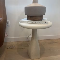 Cream Marble Resin Side Table