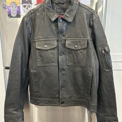 Banana Republic Leather Trucker Jacket Size L 