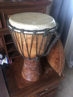 Hand drum. Hand carved. Native