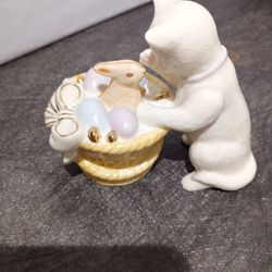 Lenox Porcelain Cat & Easter Basket Figurine - Holiday Decor