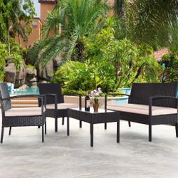 Patio Rattan Set Of 4 Pieces 