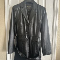 Long 100% Black Leather Jacket 