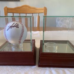 2 Glass Steiner UV Protection Baseball Display Cases With Logan Gilbert Autograph Ball 