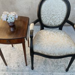 French Black/cream Chair With Antique Table