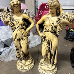 Antique Figurine Pair Of Lamps  H 35”