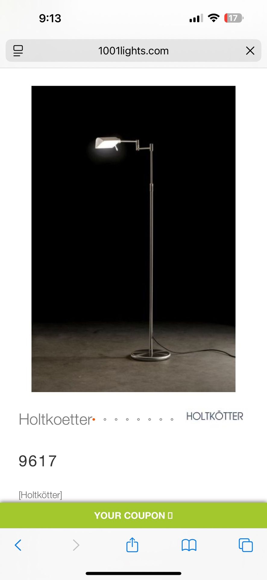 Vintage 1970s HOLTKÖTTER 9680 adjustable floor lamp