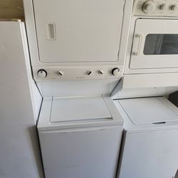 Frigidaire 27" Wide Apartment Size Top Load Washer And Gas Dryer Laundry Center Stacked Single Unit Stackable 