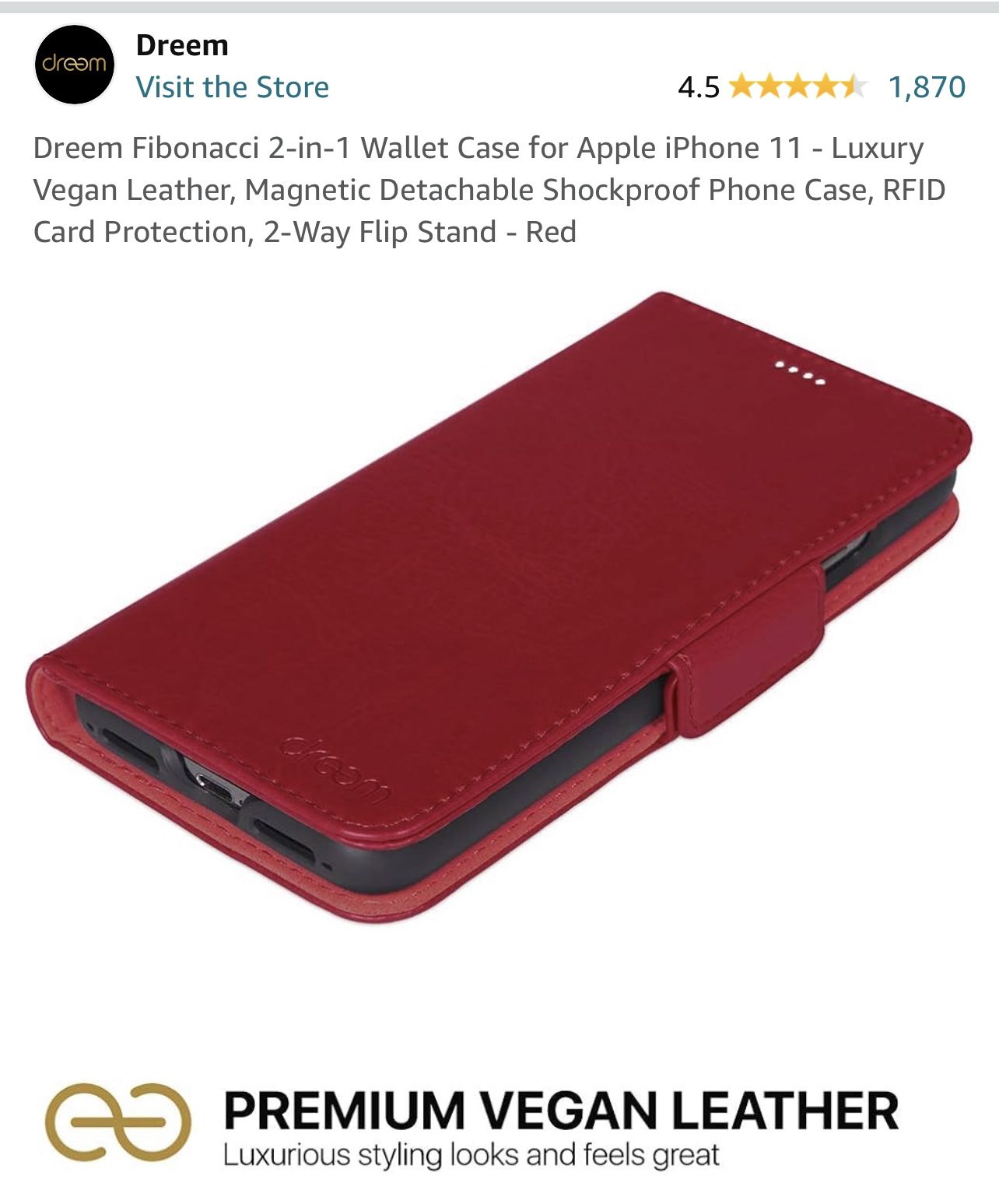 iPhone 11 Case & Wallet, With RFID Theft Protection