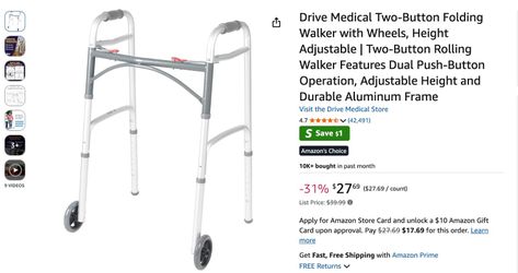 Two-Button Folding Walker