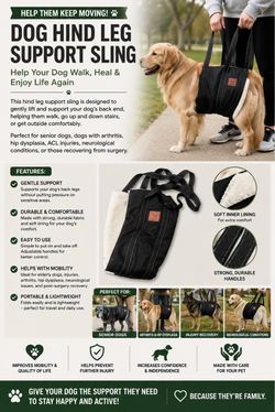 Dog Hind Leg Support Sling | Mobility Harness | Great for Senior & Injured Dogs