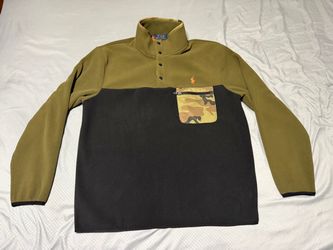 Polo Ralph Lauren Men's Fleece Colorblock 1/4 Snap Pullover Jacket Camo Size L