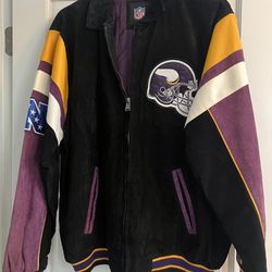 Minnesota Vikings Game Day Suede and Leather Men's Jacket Size Large 