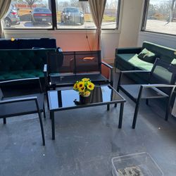 🔥Set of 4🔥Patio Furniture Set Modern Patio Conversation Sets Textilene Outdoor Furniture Patio Chairs Set of 4 with Loveseat Coffee Table for Porch 