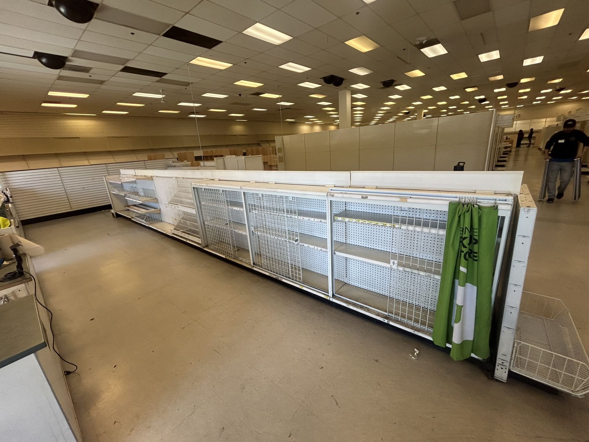 JOANN Fabric Liquidation Sale - Cash Counters, Gondola Shelving, Wire Basket Shelves, Peg Boards Shelving, Peg Hooks, Rolling Rack Fixtures