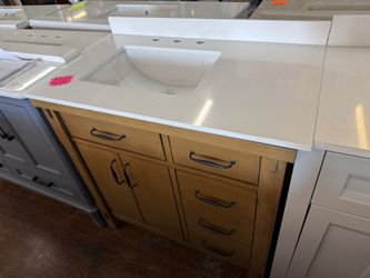 Bellington 36 in. Single Sink Almond Toffee Bath Vanity with White Engineered Stone Top