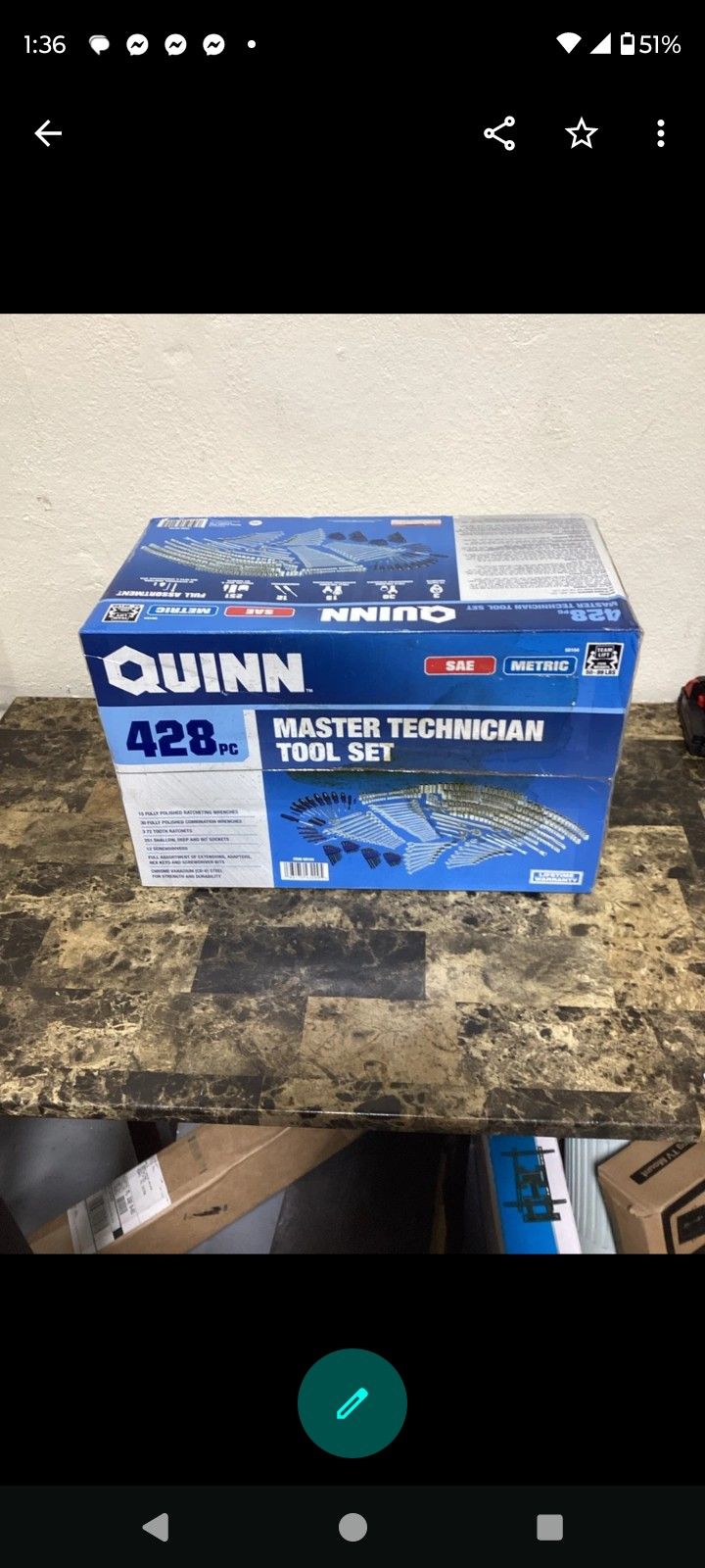 Quinn 428 Piece Master Mechanic Tool Set.