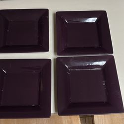 Purple Square Plates and Bowls Set