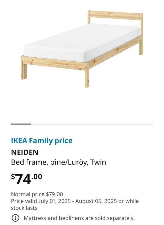 IKEA NEIDEN Bed Frame with Slatted Bed Base, Twin Bed