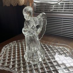 Vintage Old World Glass Angel Prayer Candle  Holder
