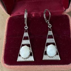 Aretes Stainless Piedras Blanco Joyería Antigua 