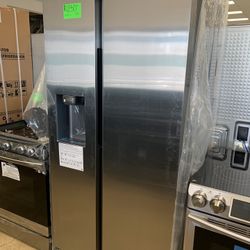 New  Samsung 36”Side By Side Door Refrigerator Stainless Steel 