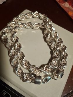 Huge Silver Rope Chain, 925, 26.5 inches, 135 grams, authenticated!