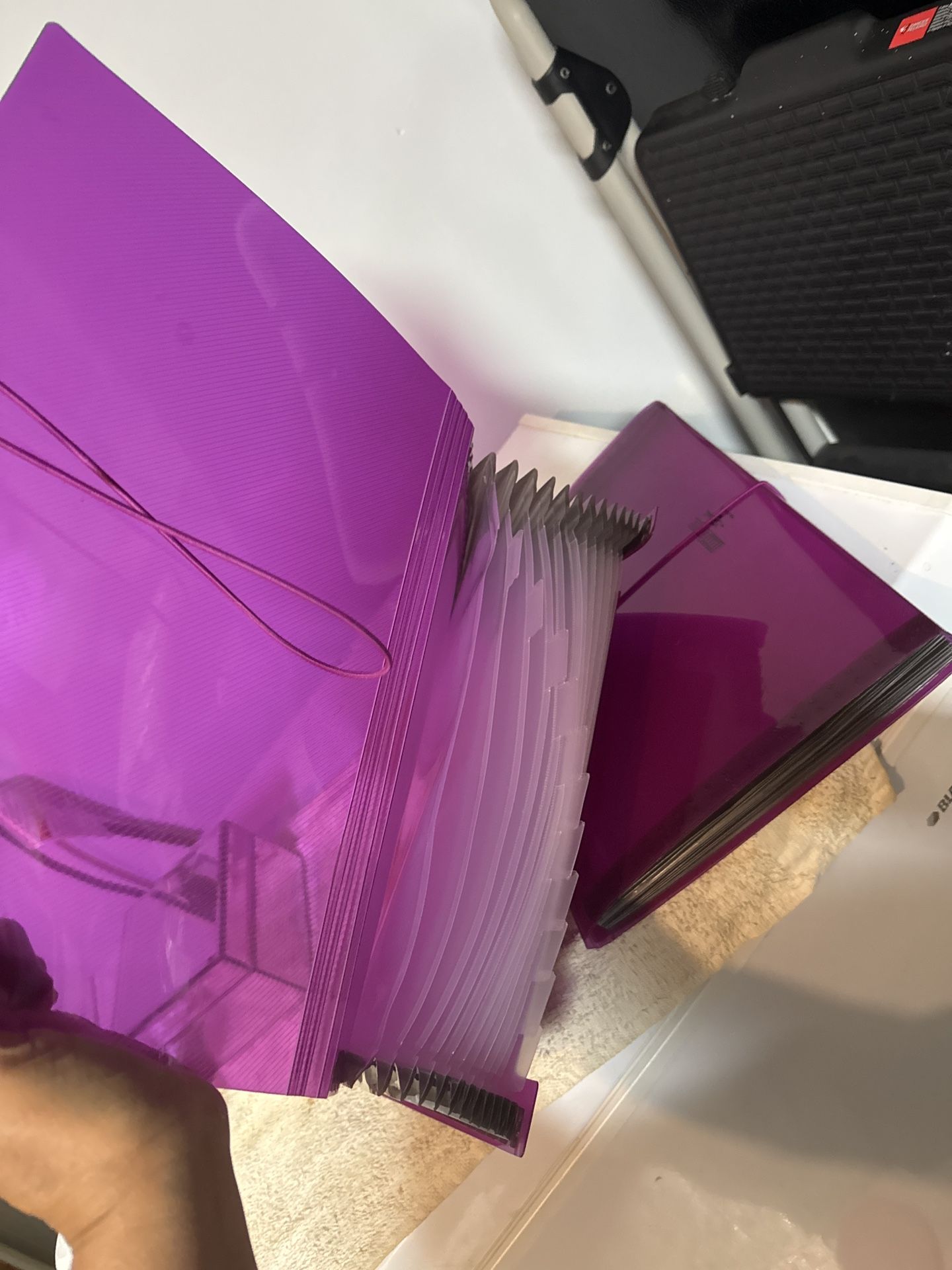 Purple Accordion Folders. 2 Of Them Like New