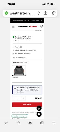 Weathertech truck bed liner 2023 GMC 1500 short bed
